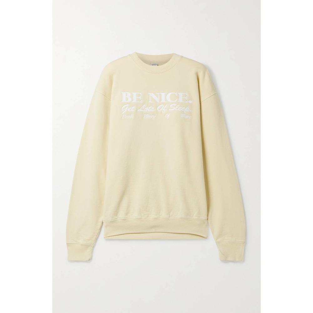 Sporty & Rich Embroidered Cotton Jersey Sweashirt in Yellow Be Nice Medium